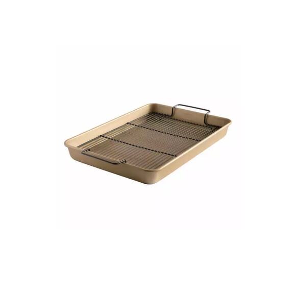 Nordic Ware Gold High Sided Half Sheet with Wire Rack - Picture 1 of 3